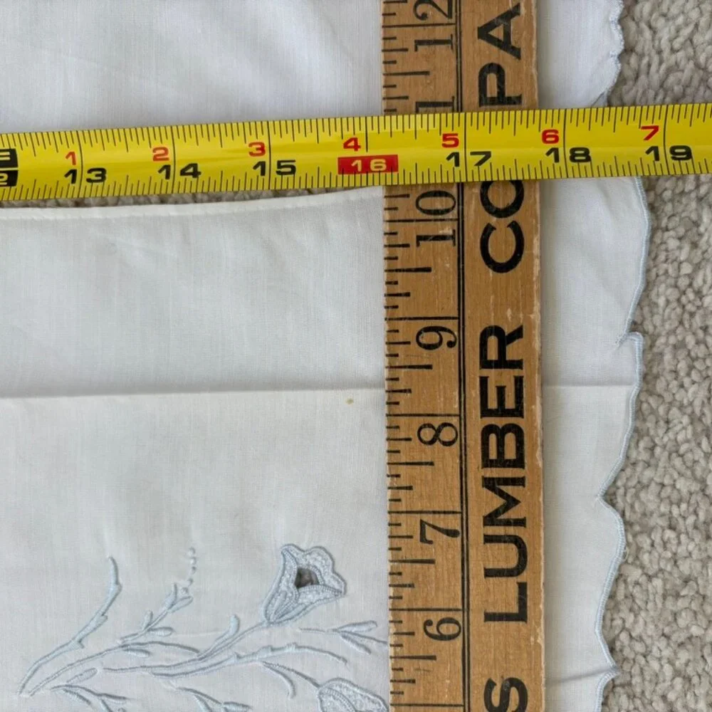Set of two Vintage tea towels floral blue white